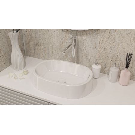 Умывальник WHITECROSS Obsidian A 50x35 (белый глянец) иск. камень, артикул 0733.050035.100