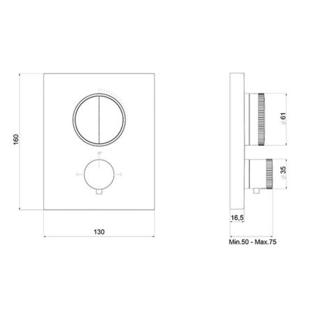 Смеситель для душа, Almar, Core, тип открывания воды-нажимной (кнопки), тип регулирования воды-термостатический картридж, монтаж-настенный встраиваемый, отверстия для монтажа-1, внутренняя часть-необходимо заказать, для 2-х потребителей, цвет-хром, артикул E176682.CR