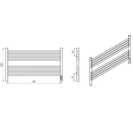 Полотенцесушитель электро "Оливия ЧКЧ8 800*500", черный муар, правый, артикул 73207629