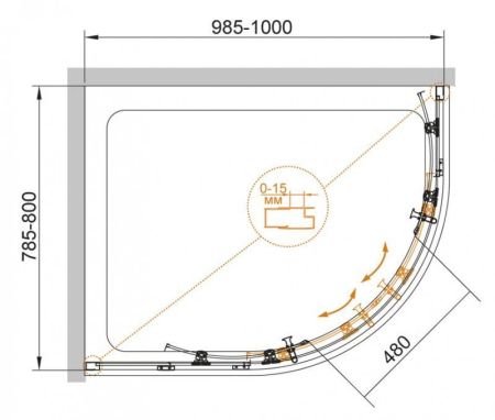 Душевой уголок CEZARES ECO-O-RH-2, артикул ECO-O-RH-2-120/100-C-Cr