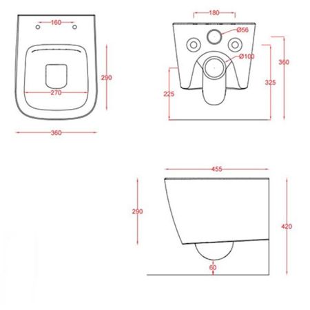 Artceram A16 MINI  Унитаз подвесной безободковый 36х45 см, с креплениями,  цвет белый.