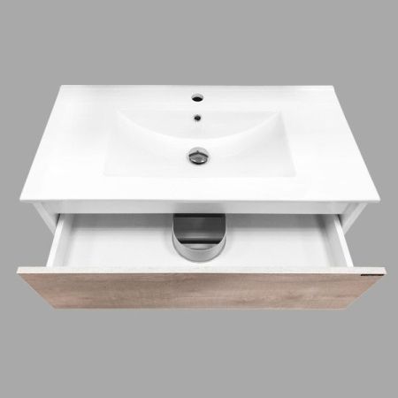 Тумба с раковиной Comforty Женева 90 4137133 подвесная Дуб белый
