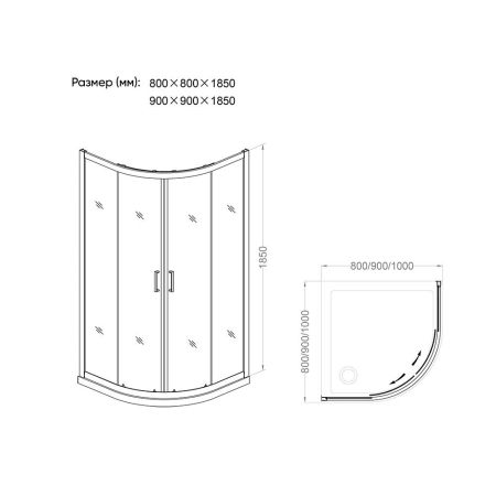 Душевой уголок Rovigo 100x100x185 Прозрачное хром RV01-100PL-01-19C1, артикул RV01-100PL-01-19C1