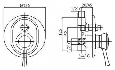 Смеситель для душа Cezares Giubileo GIUBILEO-VDIM-02 Бронза