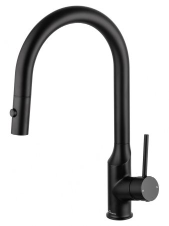 Смеситель для кухни с выдвижным изливом WONZON & WOGHAND, Черный матовый (WW-A21252-MB), артикул WW-A21252-MB