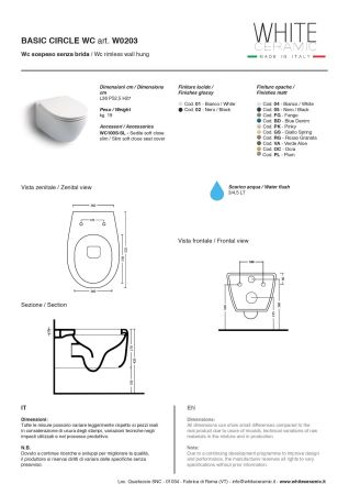 White Ceramic Basic, подвесной безободковый унитаз c крепежом, 50x36x26h см, цвет серый матовый, артикул W0203FM