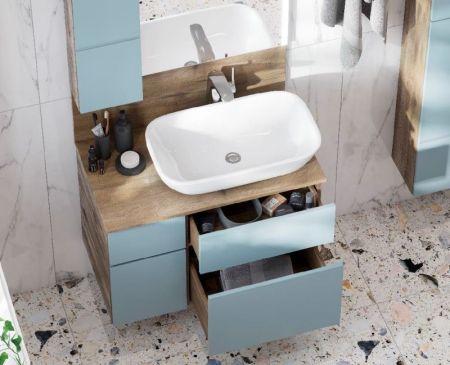 Тумба под раковину Акватон Мишель 80 1A244501MIX30 подвесная Дуб рустикальный Фьорд