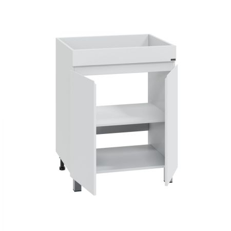 Тумба под раковину над стиральной машиной напольная "Марс 59" двери, (ум. Юпитер 1200*500 литой мрамор), артикул 700304