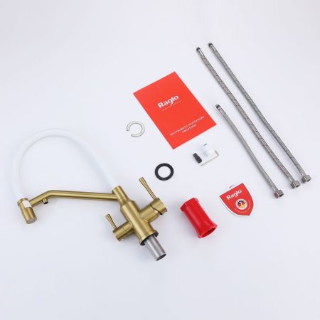Смеситель для кухни с подключением фильтра Raglo R81.62.03, золотой сатин, артикул R81.62.03