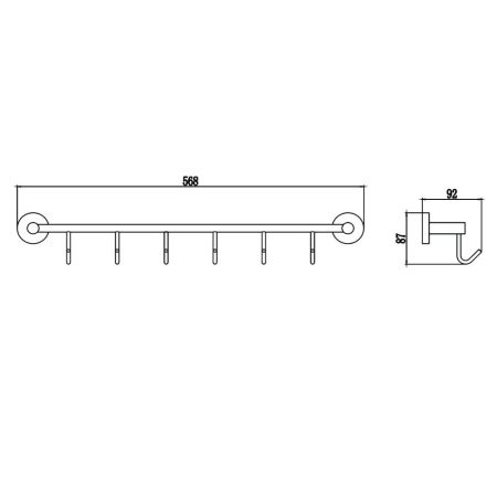 Планка с крючками Savol S-008776, хром, артикул S-008776