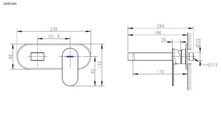 Смеситель для раковины встраиваемый Bravat Gina P69182C-ENG, хром