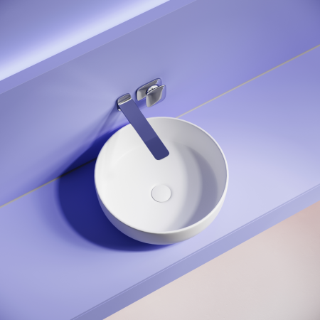 Раковина накладная Тайкан (Taycan), круглая, диаметр 375 мм, высота 140 мм, белая матовая, артикул CN12003MW