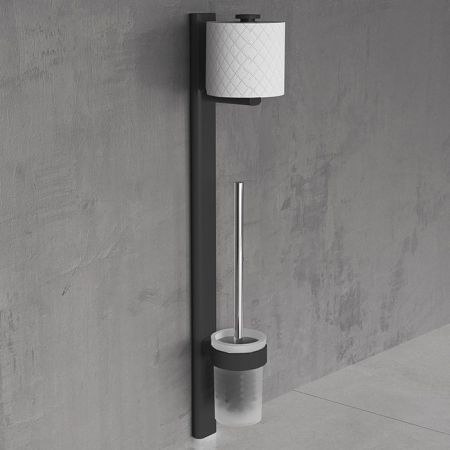 NOVELLINI EDGE Стойка с держателем туалетной бумаги и ершиком для унитаза, цвет черный матовый, артикул R90AGEPTPS-H