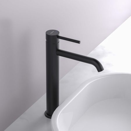 Смеситель для раковины 215, без донного клапана AQUATEK, матовый черный AQ1304MB ЕВРОПА, артикул AQ1304MB