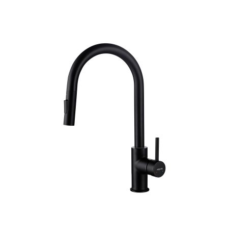 Смеситель для кухни с вытяжным изливом 2 jet AQUATEK, матовый черный AQ1384MB ЕВРОПА, артикул AQ1384MB