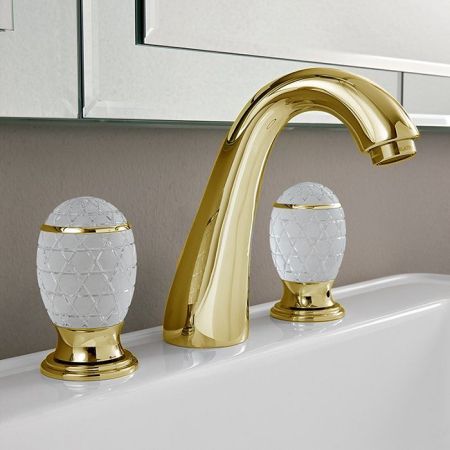 OASIS VENICE Смеситель для раковины на 3 отверстия, без донного клапана, цвет золото, артикул 000RBVE082OR