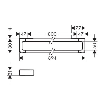 AXOR Universal Softsquare Рейлинг и полотенцедержатель, 800 мм, цвет полированное золото, артикул 42833990