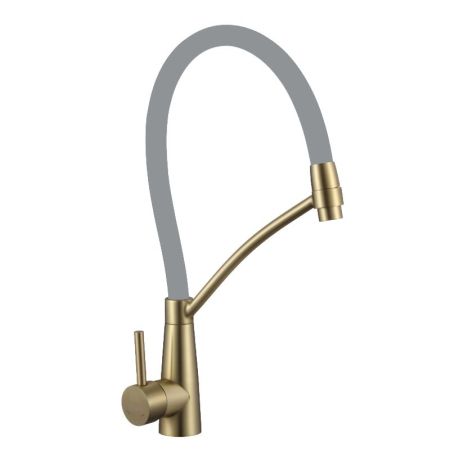 Смеситель для кухни с гибким изливом Fmark FS8255C-04, матовое золото