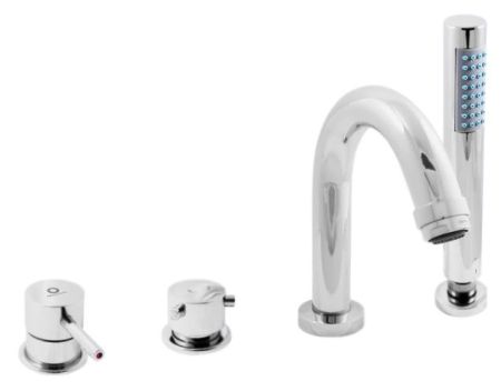 См-ль для ванны на 4- отверстия.Переключатель керамический MD0448.5, душевой шланг с пружиной  2м