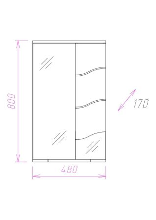Шкаф-зеркало Onika Лайн 48 белый, правый, с подсветкой, артикул 204802