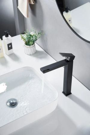 Смеситель для раковины высокий Knotlor KN-24/BL, черный, артикул KN-24/BL