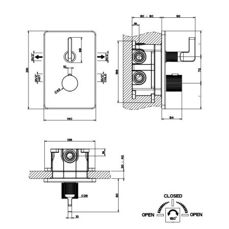 GESSI INCISO Термостатический смеситель на 2 источника (внешняя часть), цвет: хром, артикул 58134#031