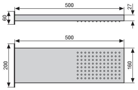 Верхний душ. 500*180. 1 режим. Сталь, цвет хром, артикул C06653CR