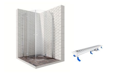 Душевой уголок Ambassador Diamond 12011102-ST2, полукруглый, линейный трап, 100х100