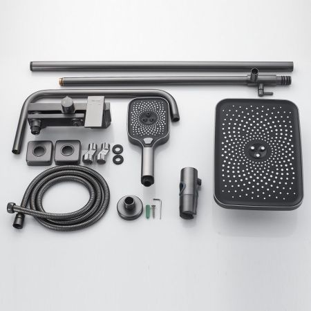 Душевая система Shevanik S9636T, оружейная сталь