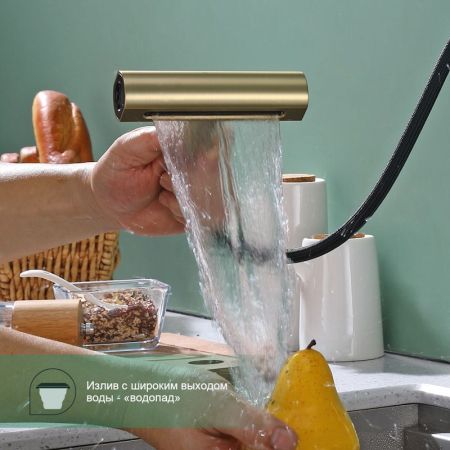 Смеситель для кухни с мультифункциональным изливом Splenka S206.49.03, золотой сатин