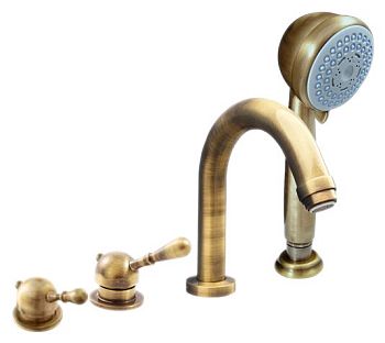 См-ль для ванны на 4- отверстия.Переключатель керамический MD0448.5, душевой шланг с пружиной  2м. Ц