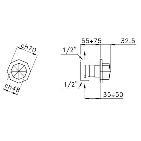 Stella Firenze Встраиваемый смеситель 0/155 без излива, цвет: хром, артикул FI 01102 CR00