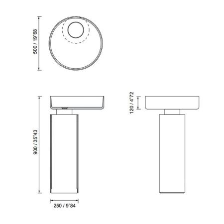 Moma Tower Oyster Раковина напольная D50*90 см, без отверстия, цвет: White Stonage