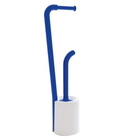 Gedy Wendy, напольная стойка: бумагодержатель/ёрш пластик, цвет белый/синий, артикул 7032(89)