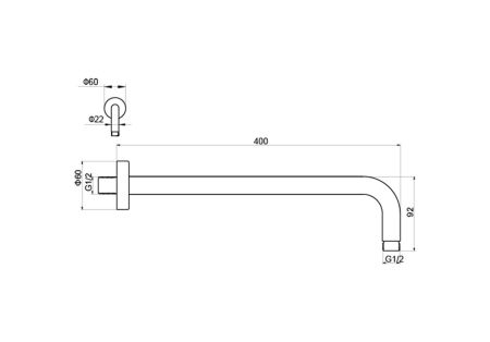 Держатель верхнего душа настенный 400 мм AQUATEK AQ2176CR, артикул AQ2176CR