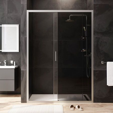 W90G-140-1-195MG Gem Solo Дверь душевая 140х195, стекло тонированное, профиль матовый хром W90G-140-1-195MG Gem Solo Дверь душевая 140х195, стекло тонированное, профиль матовый хром