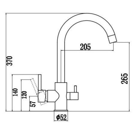 Смеситель для кухни с подключением к фильтру Fmark FS0462, сатин
