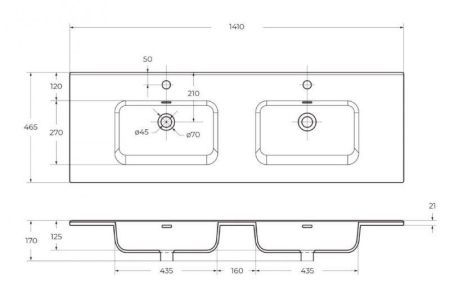 KRAFT База под раковину подвесная с четырьмя выкатными ящиками для раковины с двумя чашами, Rovere Nebrasca Nature,1200x460x500,KRAFT-1200-4C-SO-2-RNN, артикул KRAFT-1200-4C-SO-2-RNN