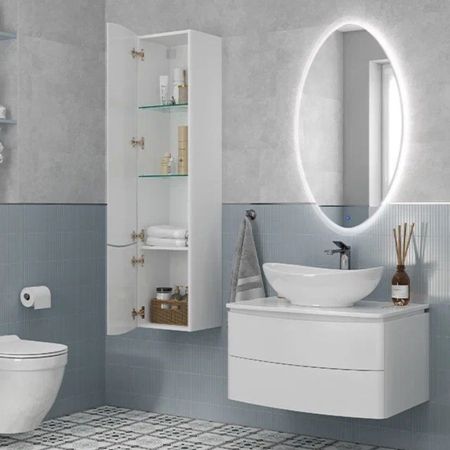 Тумба с раковиной подвесная Velvex Luna tp.LUN.80.2Y, 80 см, артикул tp-LUN-80-2Y-com