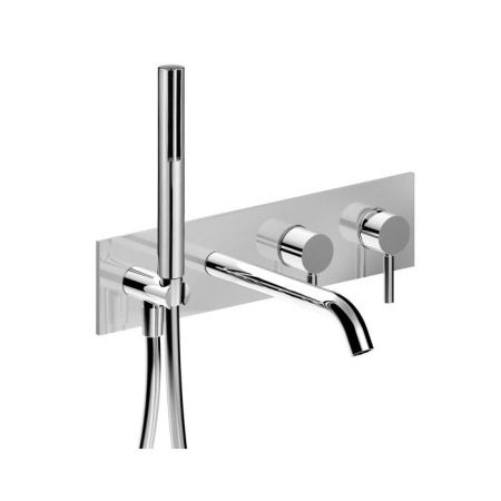 Fantini Nostromo Смеситель для ванны, встраиваемый, с ручн душем, излив 200мм, (наружняя часть), цвет: хром, артикул 50 02 E821B