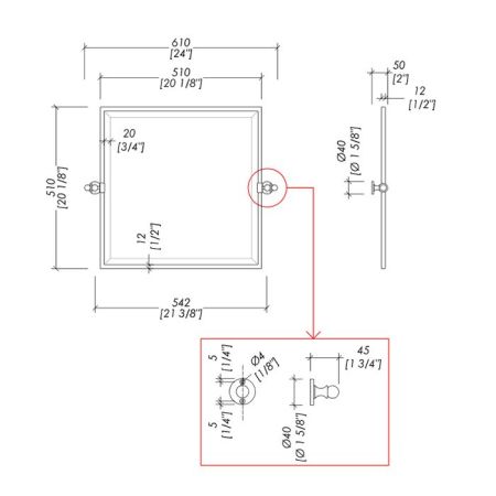 Devon First Class Зеркало настенное квадратное (51/61х50хh51cм), фурнитура: золото светлое