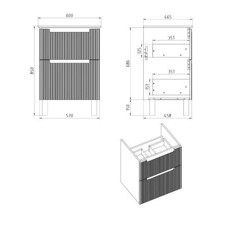 Тумба с раковиной подвесная Dreja Euphoria 60 см, бежевый, артикул 99.2018-com