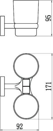 Стакан для ванной комнаты двойной Savol S-008768, хром, артикул S-008768