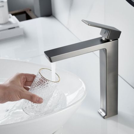 Смеситель для раковины высокий Rose R18T R1811T-1, оружейная сталь