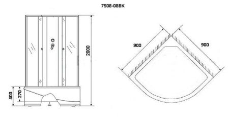 Душевая кабина Niagara Eco NG-7508-08 90х90 стекло матовое задняя стенка Черная