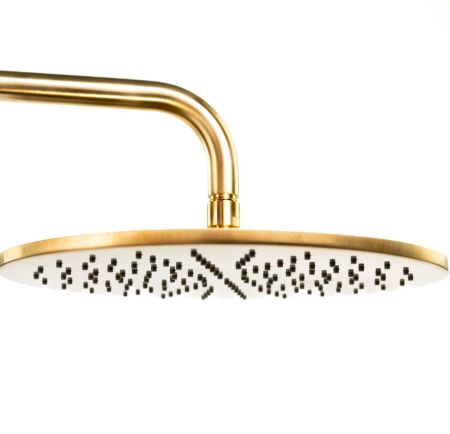 Emmevi, душевая круглая антикальковая головка из латуни 250 мм, подключение 1/2", цвет зачищенное золото, артикул C06657mm250/ORS
