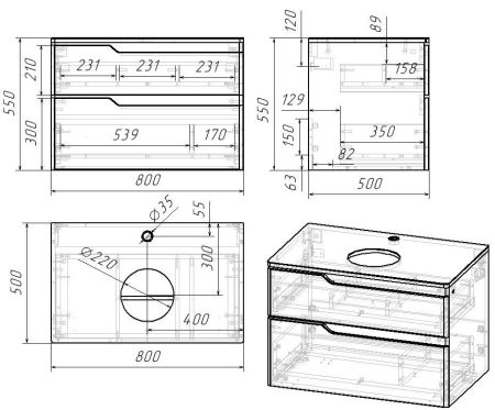 Тумба Hella Cristal 80, серый лак