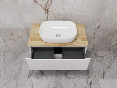 Тумба подвесная "Бали 80" 2 ящика со столешницей БЕЛЫЙ СОФТ, артикул ЛС-00002339