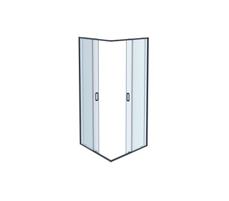 AQ ARI KV09020BL Душевой уголок квадратный, двери раздвижные 900x900x2000 профиль черный, стекло прозрачное, артикул AQ ARI KV 09020BL