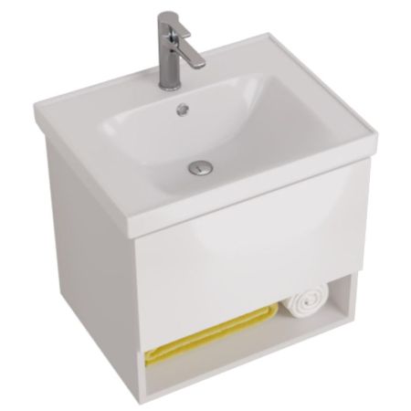 Тумба с раковиной подвесная Dreja Perfecto 60 см, белый, артикул 99-0806-com